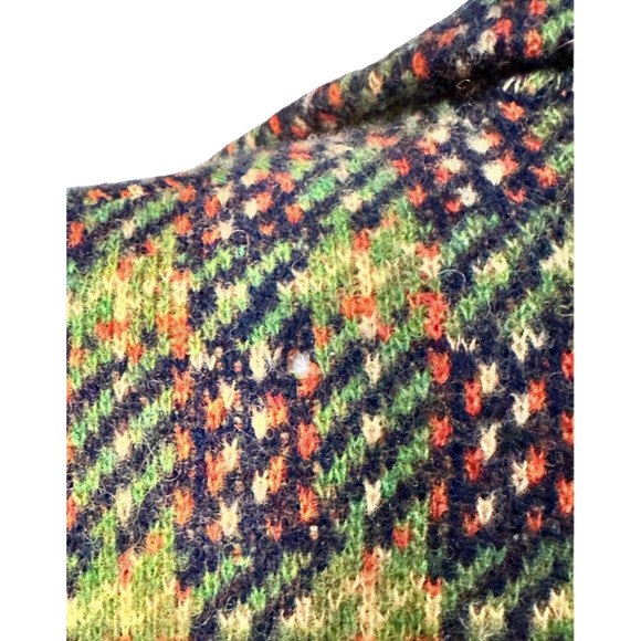 Sparrow Navy Blue Green Plaid 100% Wool Double Breasted Cardigan Blazer Medium - Picture 9 of 11